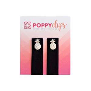 Black PoppyClips with Silver Pineapples